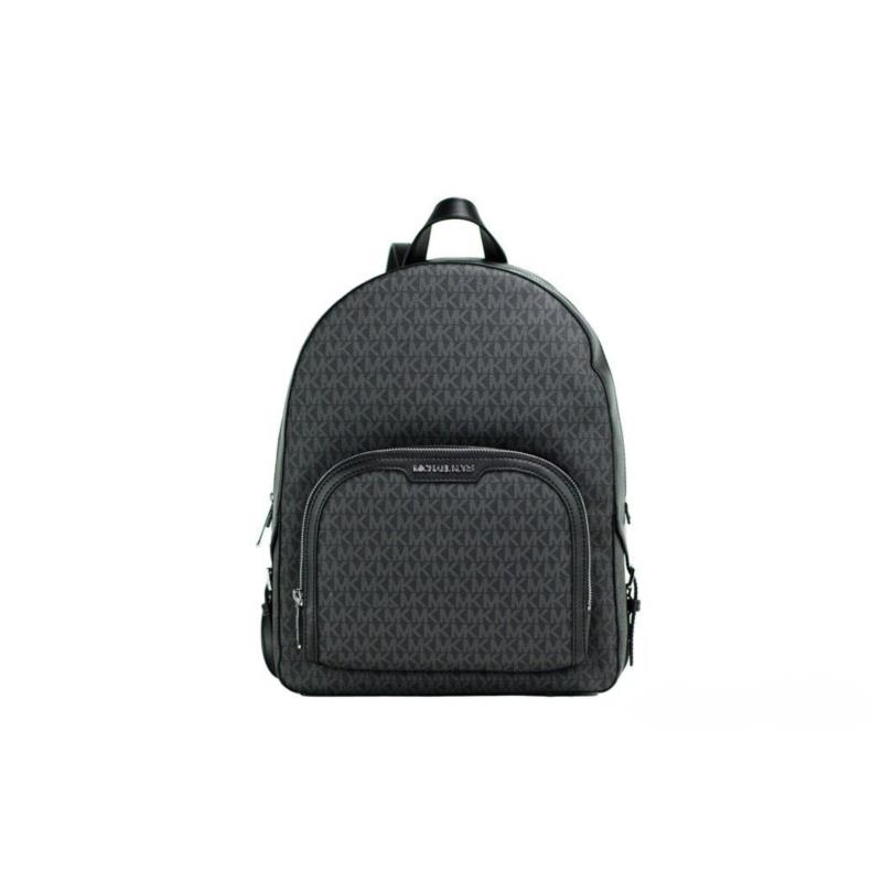 Michael Kors Jaycee Large Black PVC Leather Zip Pocket Backpack Bag Bookbag One Size