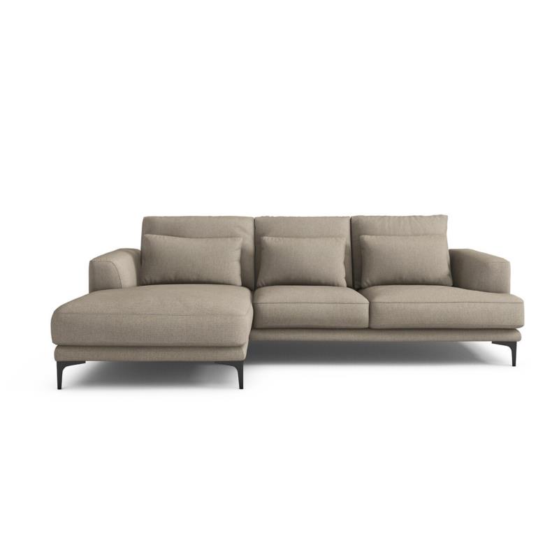 Γωνιακός καναπές με ανάγλυφη ταπετσαρία από βισκόζη και λινό Μ149xΠ258xΥ83cm