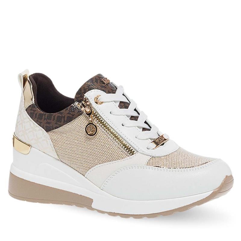 Γυναικεία Sneakers Renato Garini 34-41EX92 Λευκό Καφέ Πλατίνα Στάμπα S119R19231C8