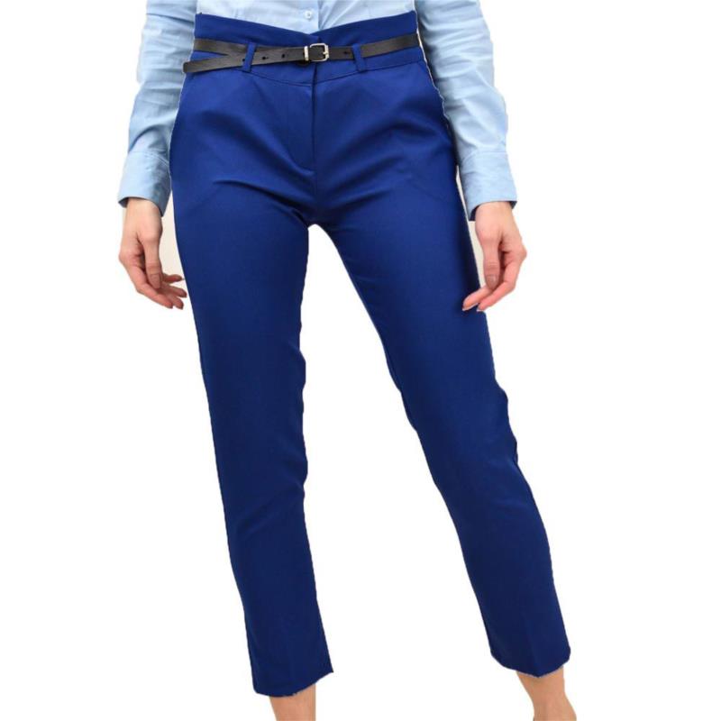 Γυναικείο παντελόνι με λεπτό ζωνάκι Μπλε Ρουά 13849