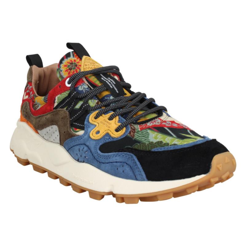 Sneakers Flower Mountain Yamano Suede Cabuki Print Homme Royal Multi