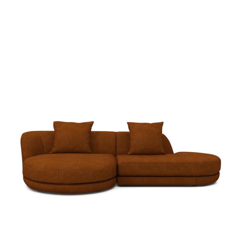 Γωνιακός καναπές με μελανζέ ψαθωτή ταπετσαρία Μ132xΠ307xΥ69cm