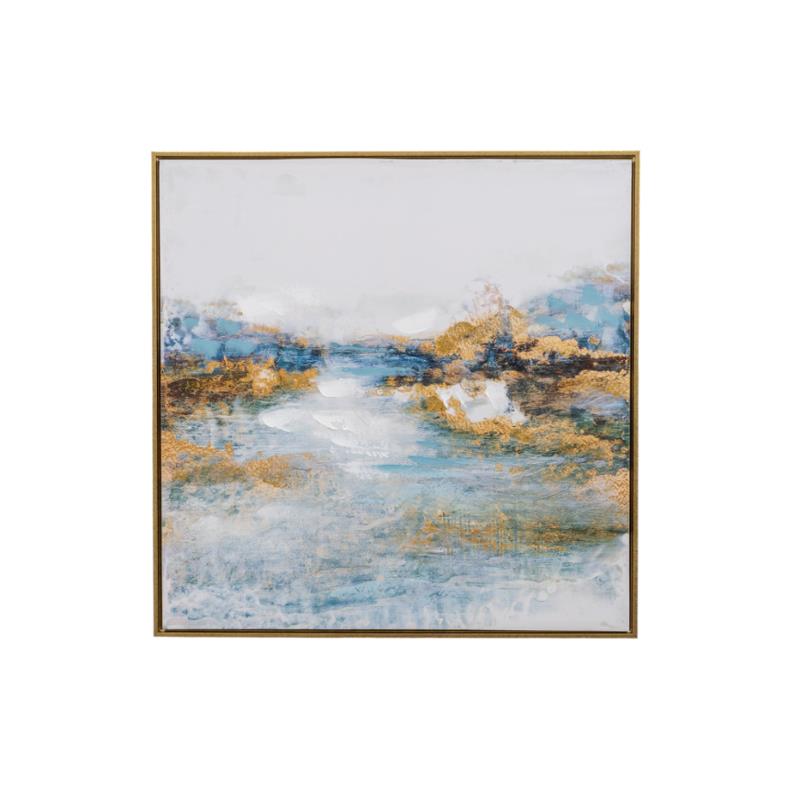 Zen Collection Πίνακας Ζωγραφικής σε Καμβά με Κορνίζα με Μπλε/Χρυσός 83x3.5x83cm 49494