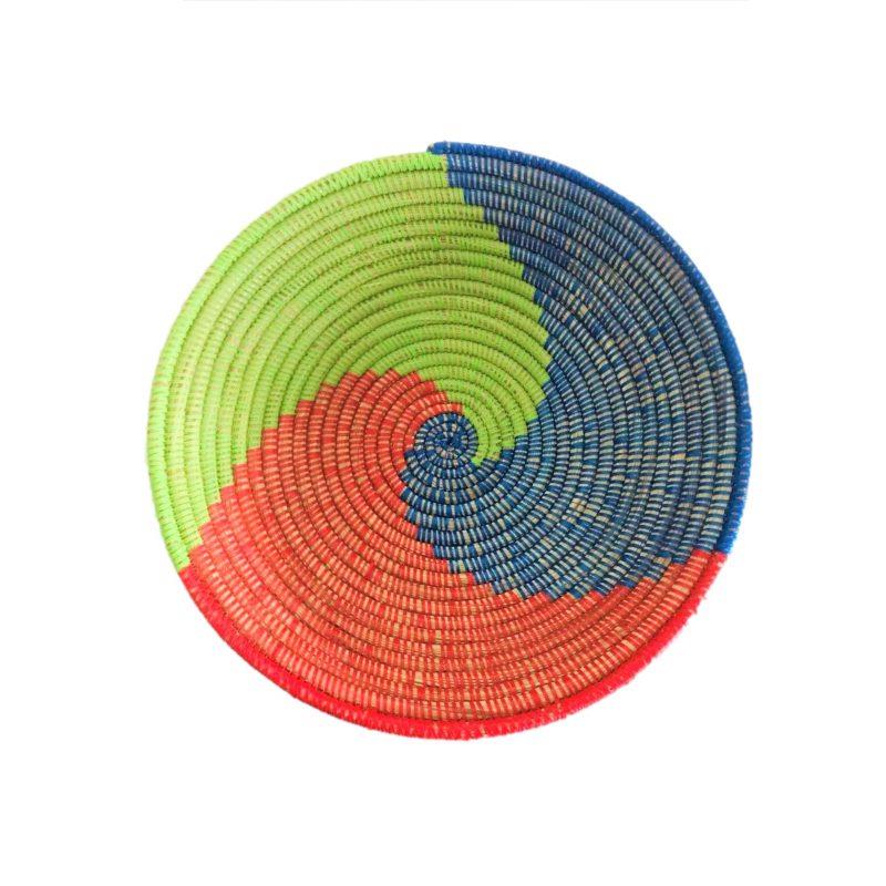 Πολύχρωμος Αφρικάνικος ψάθινος δίσκος ''Spiral'' 13x42εκ.