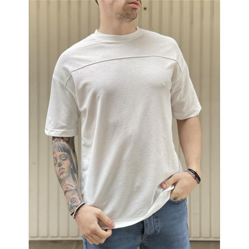 Ανδρική λευκή κοντομάνικη μπλούζα Oversized TST2030W