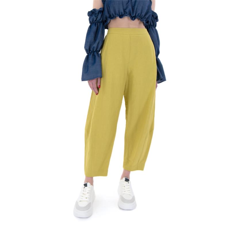 LINEN HIGH WAIST BALLOON FIT PANTS WOMEN MOUTAKI