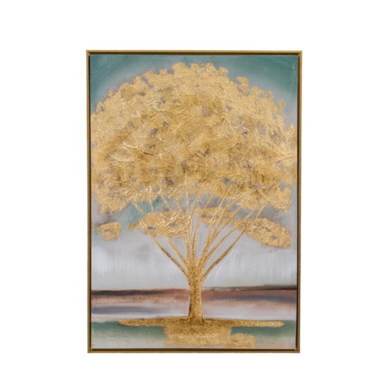 Zen Collection Πίνακας Ζωγραφικής σε Καμβά με Κορνίζα με Χρυσό Δέντρο 73x3.5x103cm 49469