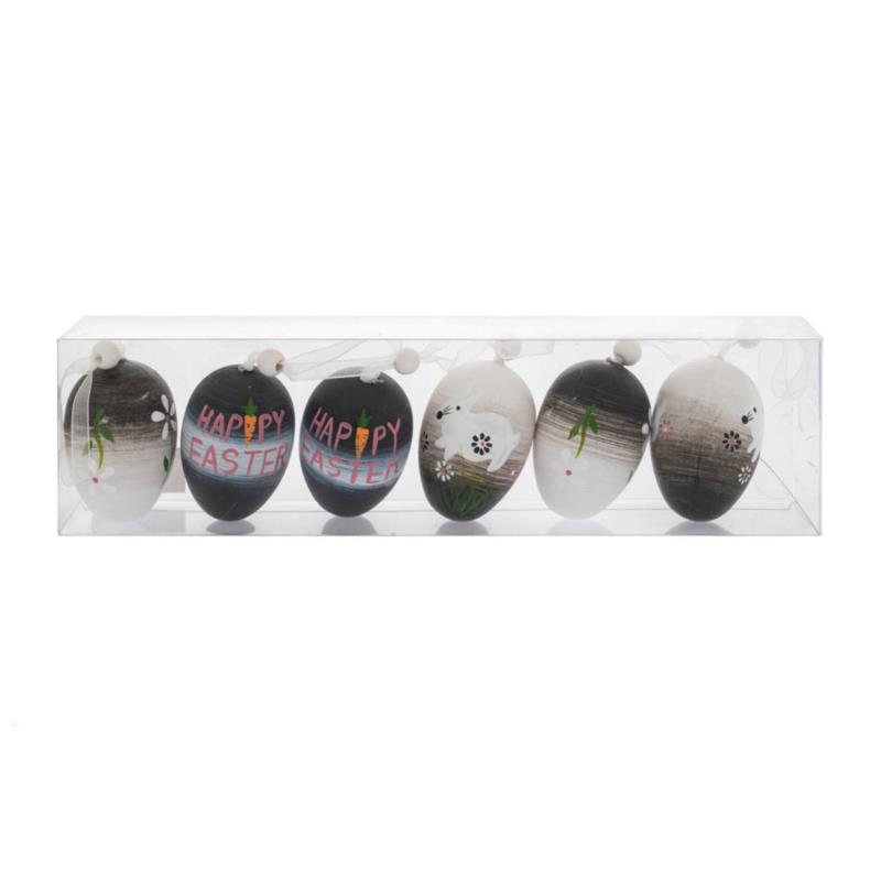 Πασχαλινά Διακοσμητικά Αυγά Κρεμαστά Σετ 6τμχ Πλαστικά Μαύρα-Γκρι iliadis 6εκ. 85670 (Σετ 2 Τεμάχια) (Υλικό: Πλαστικό, Χρώμα: Μαύρο) - Iliadis - il_85670