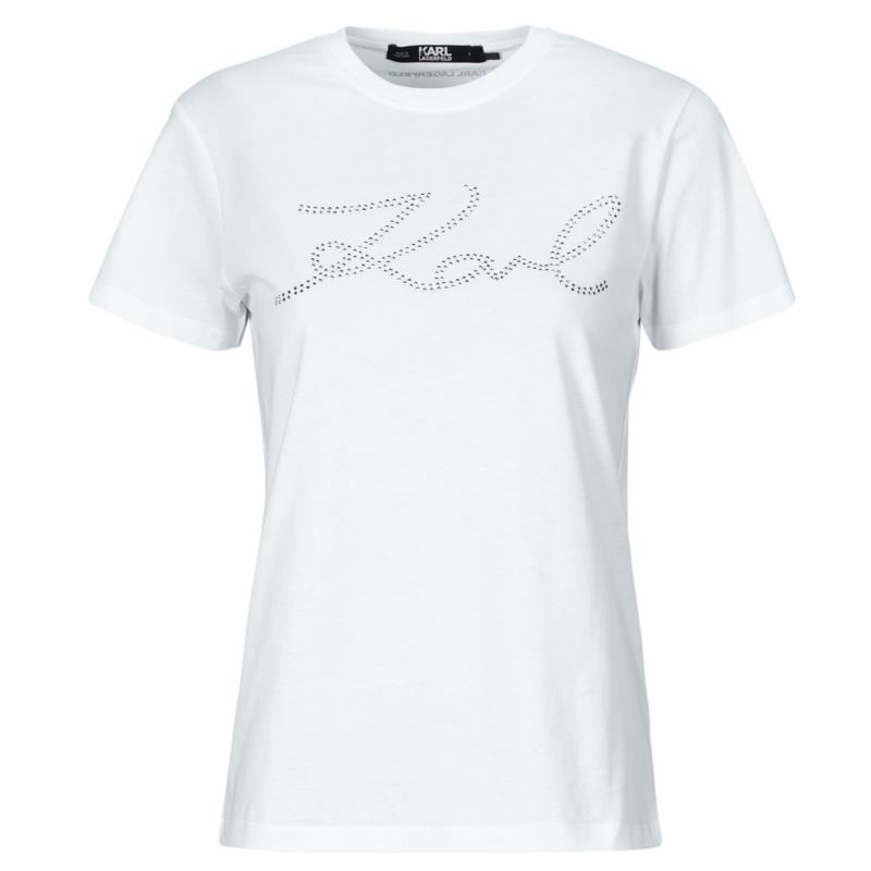 T-shirt με κοντά μανίκια Karl Lagerfeld rhinestone logo t-shirt