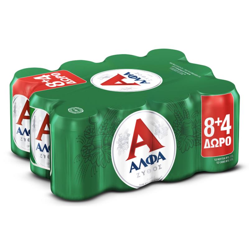 Μπύρα Lager Κουτί Άλφα (12x330 ml) 8+4 Δώρο
