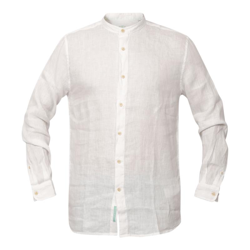 Funky Buddha LINEN LS SHIRT Λευκό