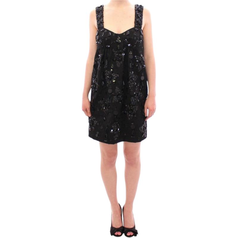 Dolce & Gabbana Black floral crystal embedded dress IT40