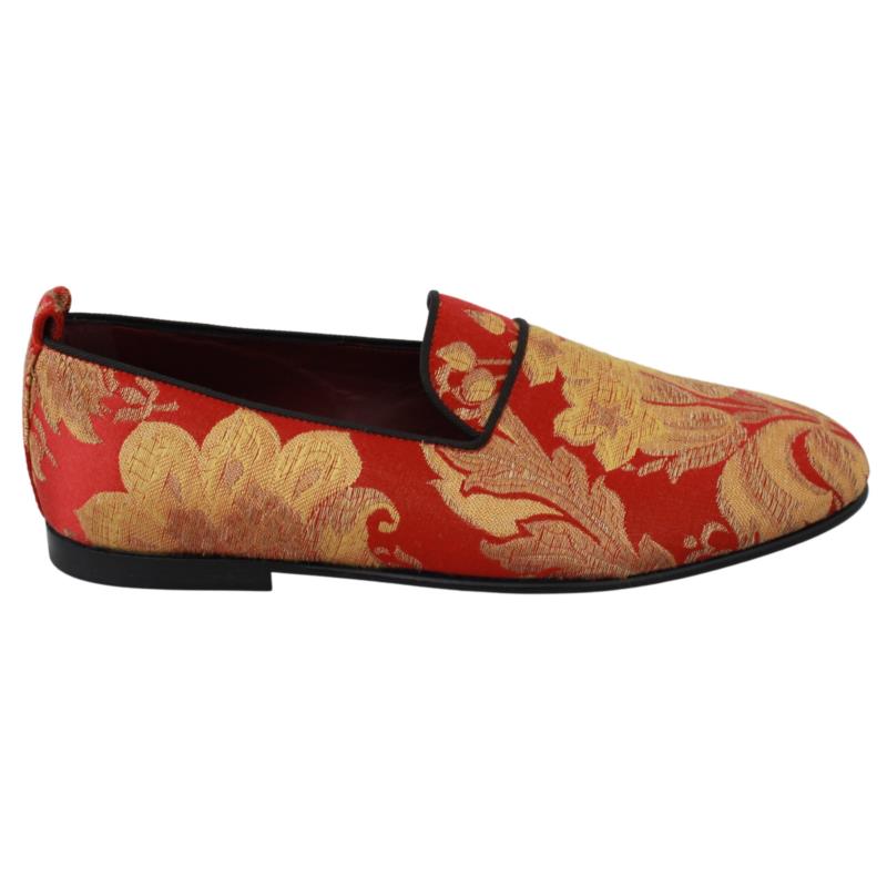 Dolce & Gabbana Rose Gold Brocade Loafers Slide Flats EU39/US6