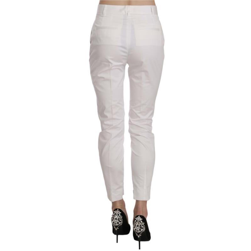 Dolce & Gabbana Elegant White Cotton Blend Trousers IT48