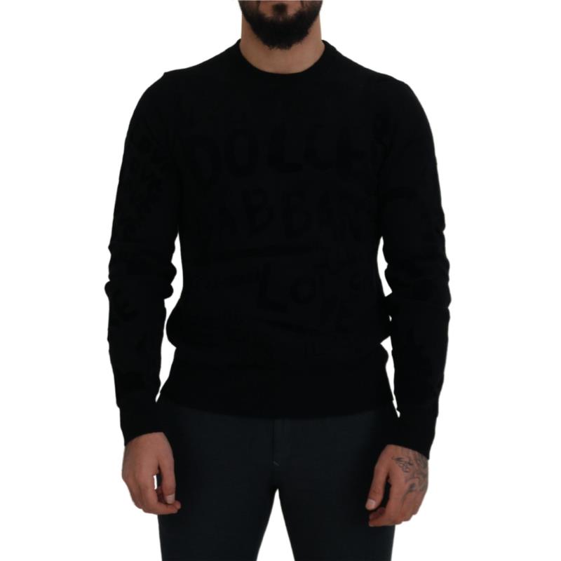 Dolce & Gabbana Elegant Black Logo Wool Sweater IT44