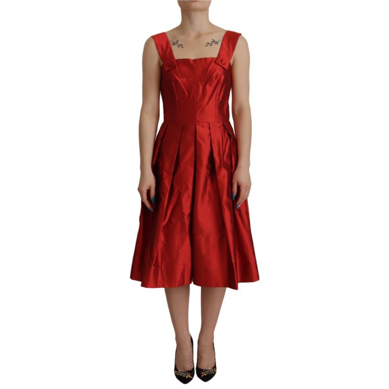 Dolce & Gabbana Radiant Red Silk A-Line Midi Dress IT36