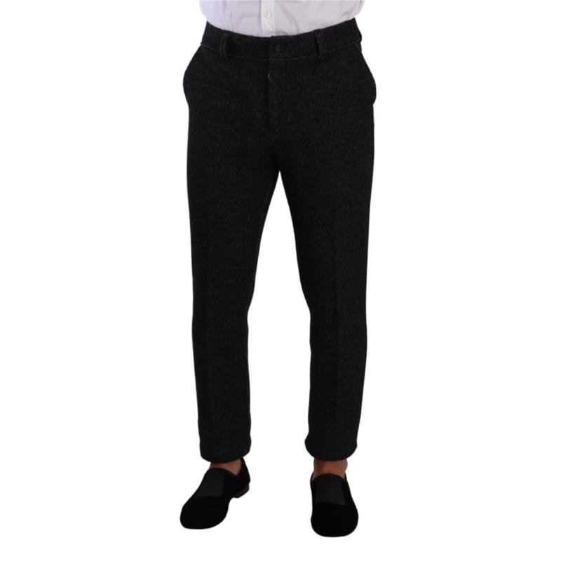 Dolce & Gabbana Black Wool Men Formal Trouser Dress Pants IT50