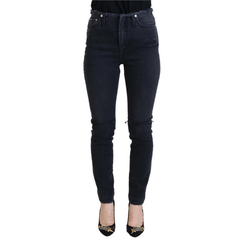 Dolce & Gabbana Black Cotton Skinny High Waist Denim Jeans IT40