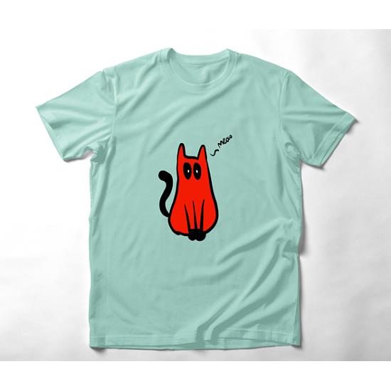 Deadpool Cat - Organic Vegan T-Shirt Unisex Μέντα XXS