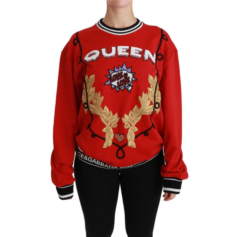 Dolce & Gabbana Red Queen Sequined Love Pullover Sweater IT42