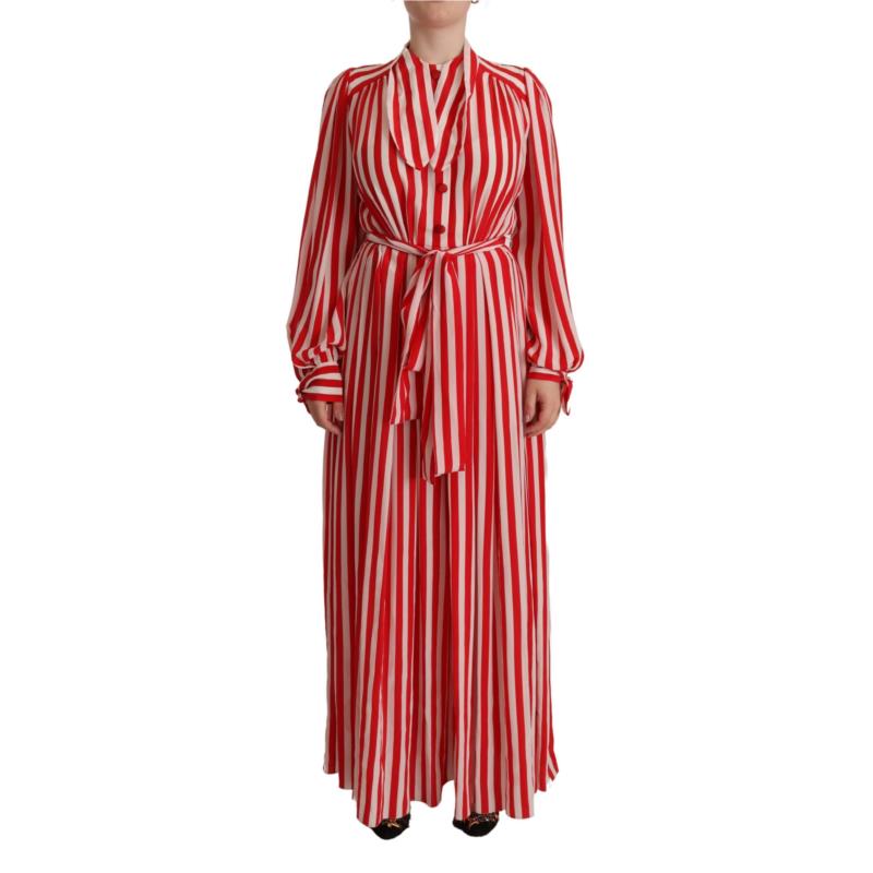 Dolce & Gabbana Elegant Striped Silk Maxi Dress IT40