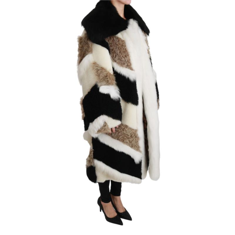 Dolce & Gabbana Sheep Fur Shearling Cape Jacket Coat IT38