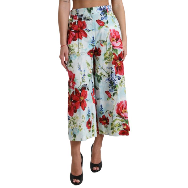 Dolce & Gabbana Multicolor Floral High Waist Wide Leg Pants IT42