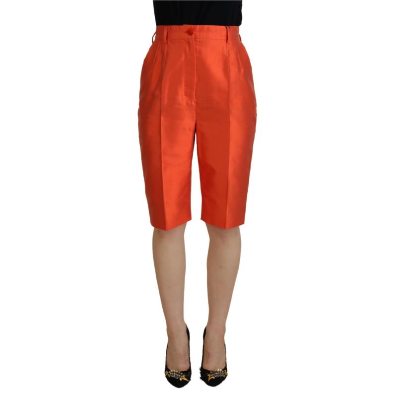 Dolce & Gabbana Orange Silk High Waist Cropped Pants IT40