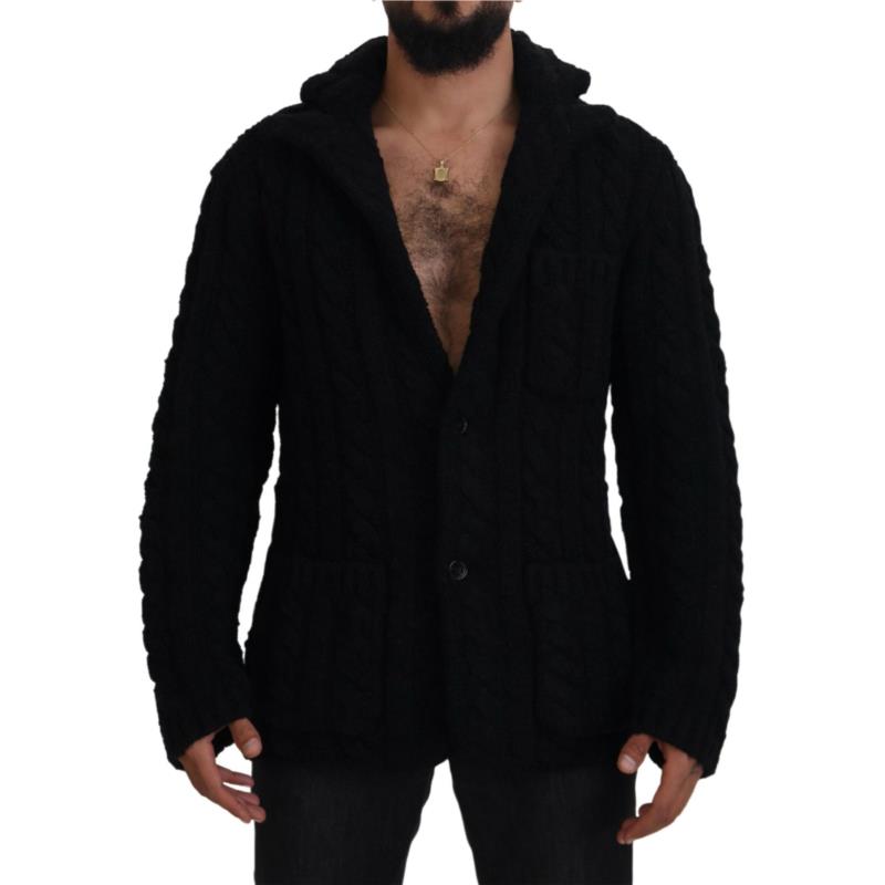 Dolce & Gabbana Black Wool Knit Button Cardigan Sweater IT46