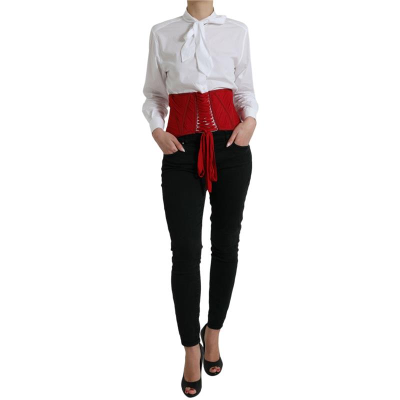 Dolce & Gabbana Silk Corset Waist Belt in Fiery Red IT42