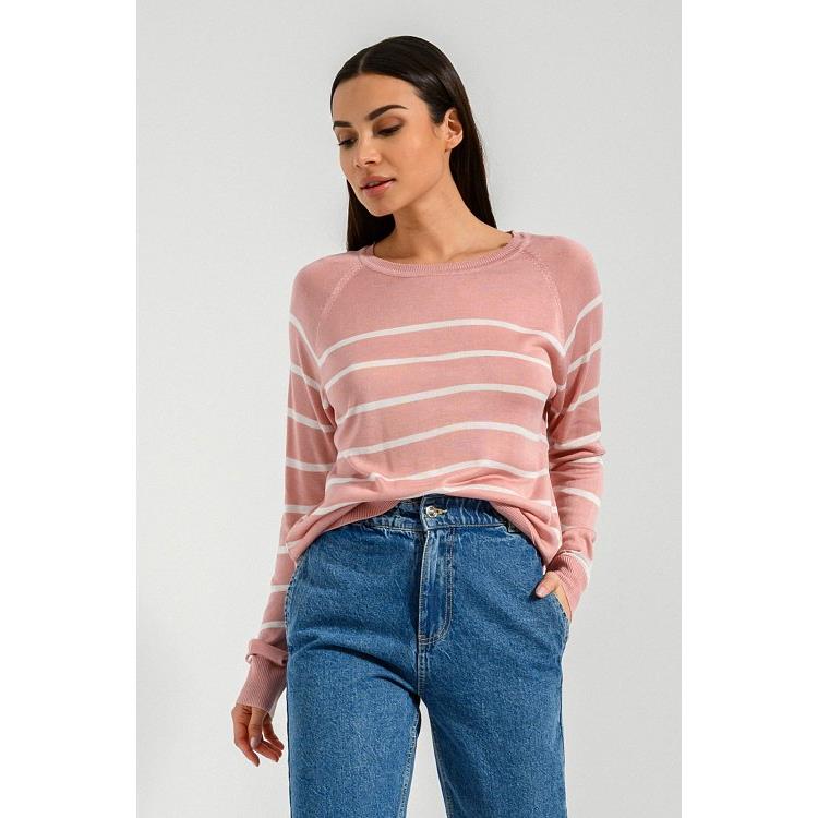 Ριγέ πλεκτό (PINK.OFFWHT)
