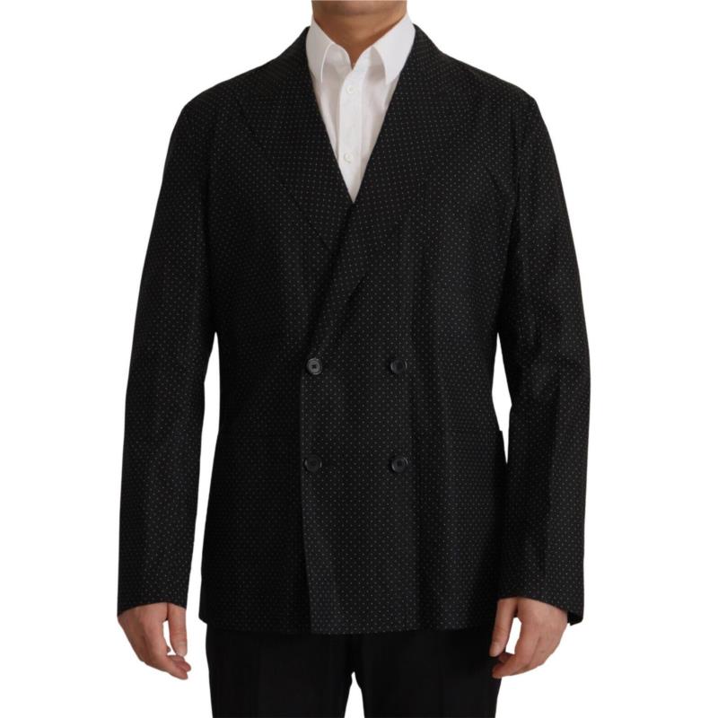 Dolce & Gabbana Black Polka Dotted Cotton Blazer Jacket IT50