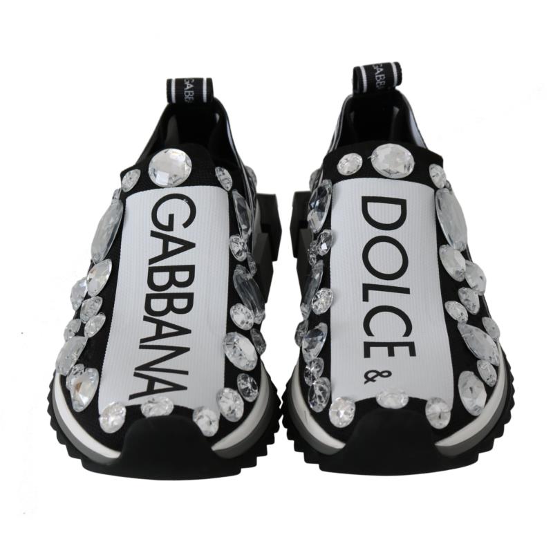 Dolce & Gabbana Black White Crystal Women's Sneakers Shoes EU35/US4.5