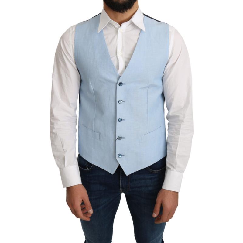 Dolce & Gabbana Blue Viscose Stretch Formal Coat Vest IT48