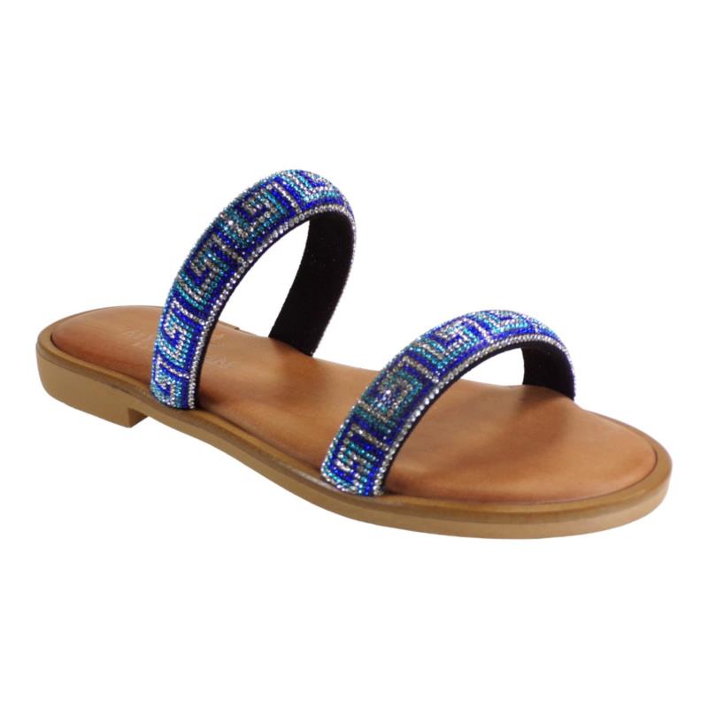 Myconian Greek Sandals Γυμαικεία Παπούτσια Πέδιλα 2161 Μπλέ-Κάμελ