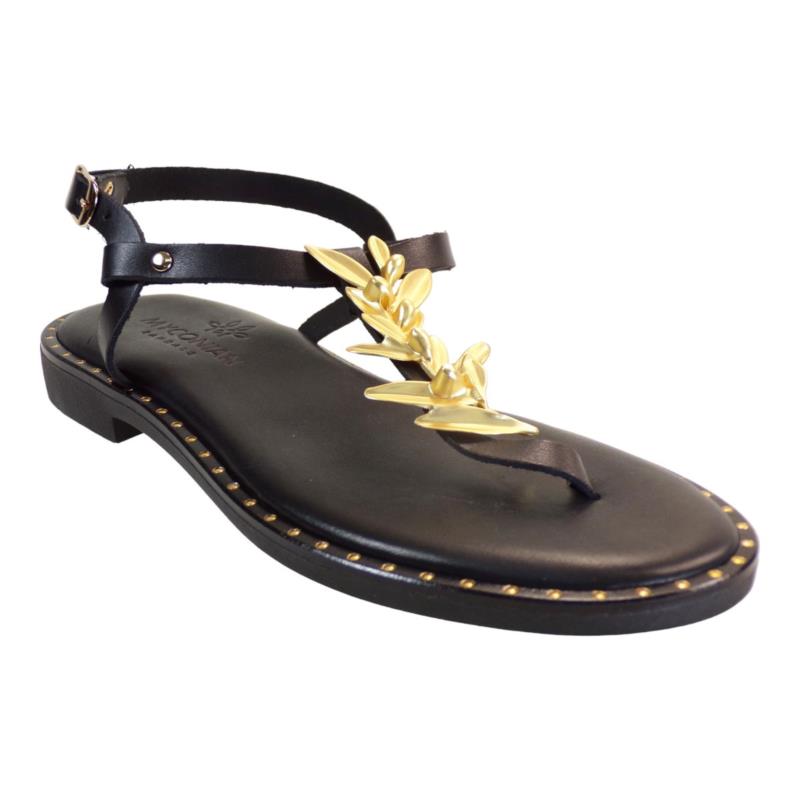 Myconian Greek Sandals Γυμαικεία Παπούτσια Πέδιλα 221584 Μαύρο