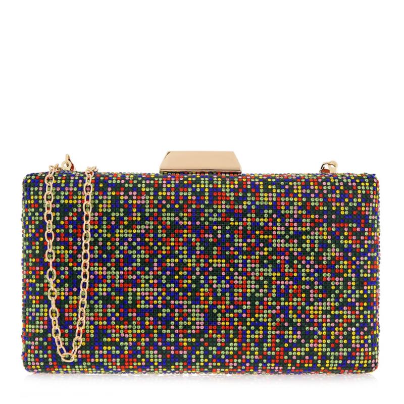 Exe Bags Γυναικεία Τσάντα Φάκελος Clutches 700-280 64282 Μαύρο Σατέν Πολύχρωμο