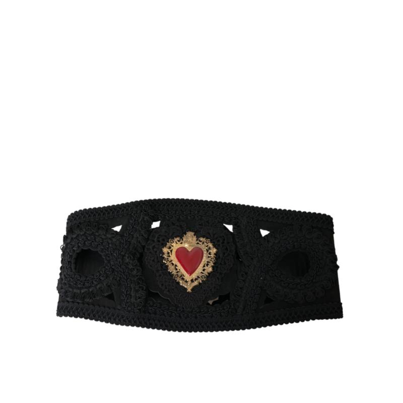 Dolce & Gabbana Black Canvas Embellished Waist Women Belt IT42