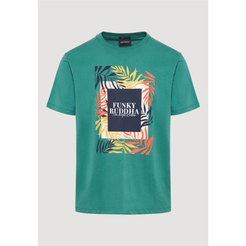T-shirt με tropical frame τύπωμα