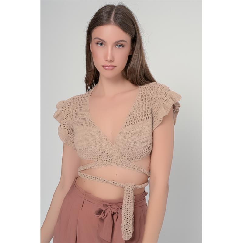 Crop top πλεκτό wrap - 4241016614