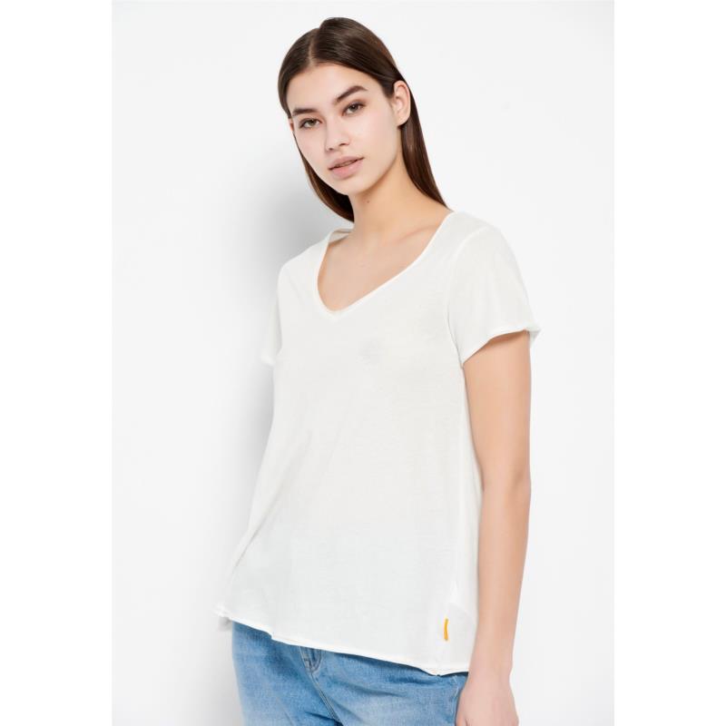 Βαμβακερό t-shirt με άνοιγμα V