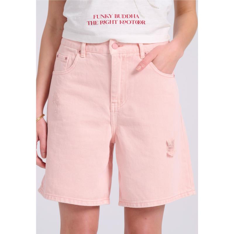 Γυναικεία loose fit garment dyed τζιν βερμούδα