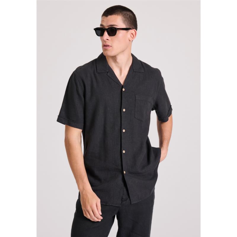 Relaxed fit πουκάμισο από λινό και τεχνητό μετάξι