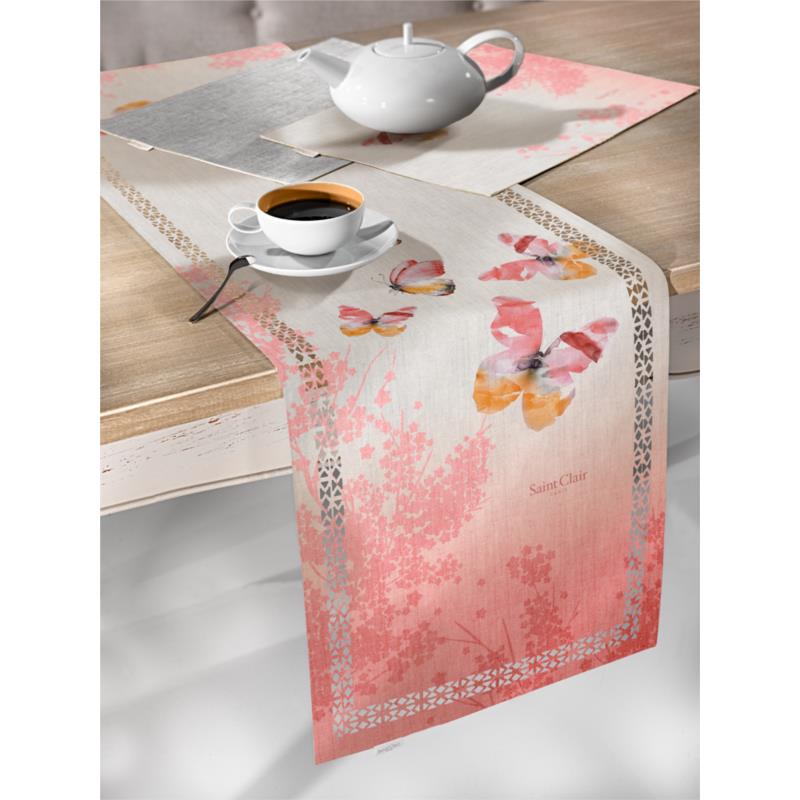 Runner Αλέκιαστο 2 Όψεων Polyester 2044 Coral Laser Cut 40x160εκ. Saint Clair (Ύφασμα: Polyester, Χρώμα: Κοραλί ) - Saint Clair - 5206480645587