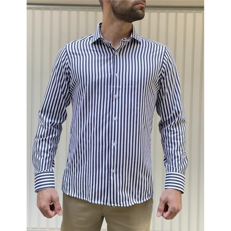 Ανδρικό λευκό ριγέ πουκάμισο Modern Fit 301512W