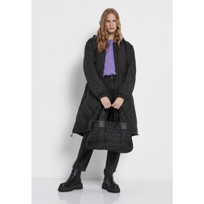 Relaxed fit puffer μπουφάν με αποσπώμενη κουκούλα