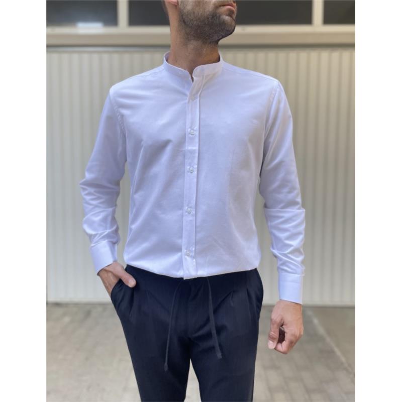 Ανδρικό λευκό μάο γιακά πουκάμισο Modern Fit 243014