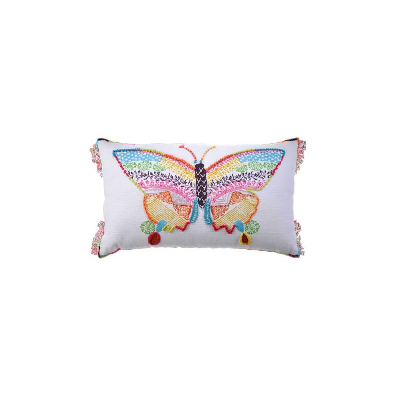 DOWN TOWN Home κάλυμμα μαξιλαριού με κέντημα και κρόσια "Butterfly " 30 x 50 cm - 71-0547