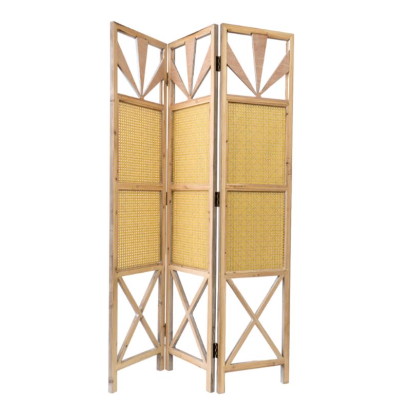 Zen Collection Παραβάν Ξύλινο με Ψάθα και Σχέδιο 120.5x3x180cm 49946