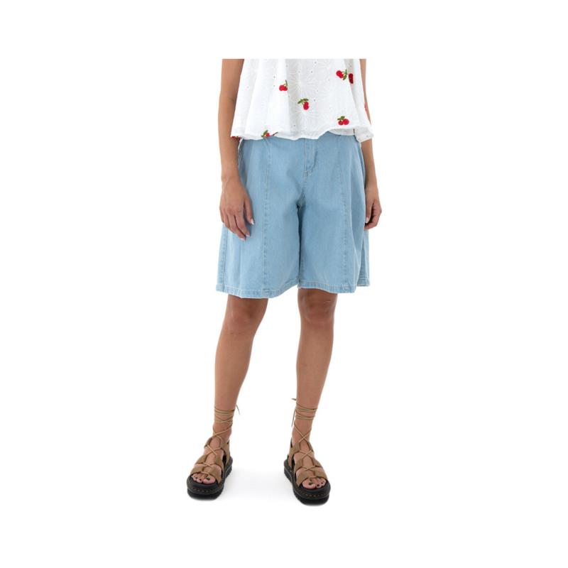 Shorts & Βερμούδες Matchbox DENIM PLEATED HIGH WAIST RELAXED FIT BERMUDA WOMEN